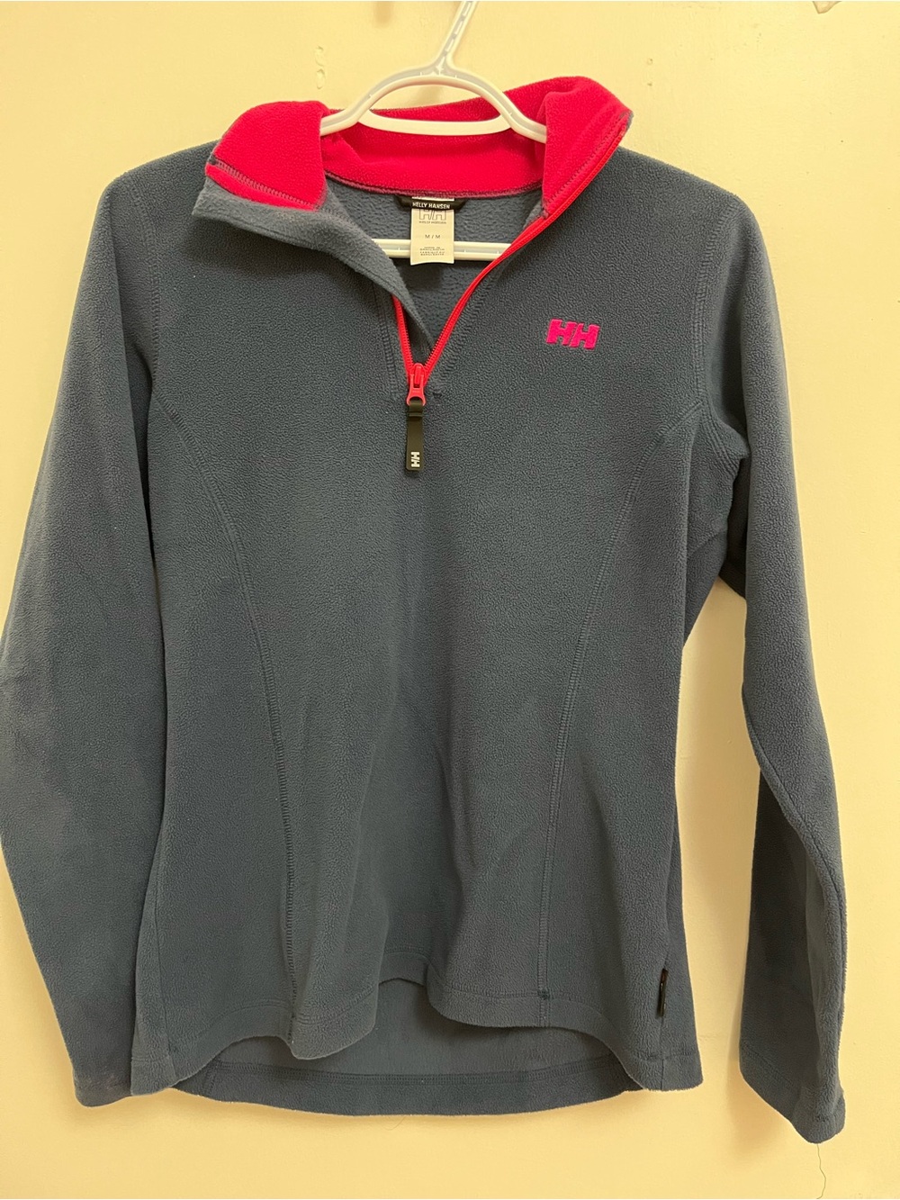 Helly Hansen Gray Fleece Pullover with Pink Collar and Zip